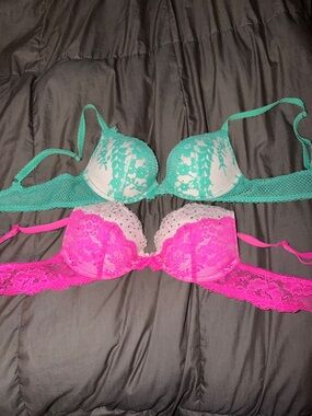 Victoria's Secret dream angel Lace Push-Up Bras in Aqua and Hot Pink